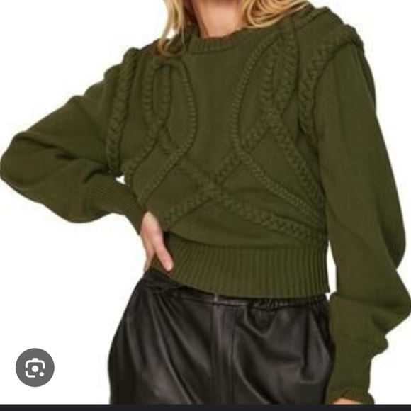 Ronny Kobo Collective Olive Green Braided Knit Sweater – Size S - Picture 1 of 7